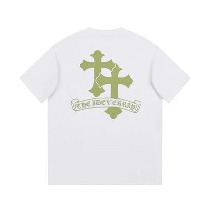 T-shirt blanc à logo Croix d'or Chrome Hearts