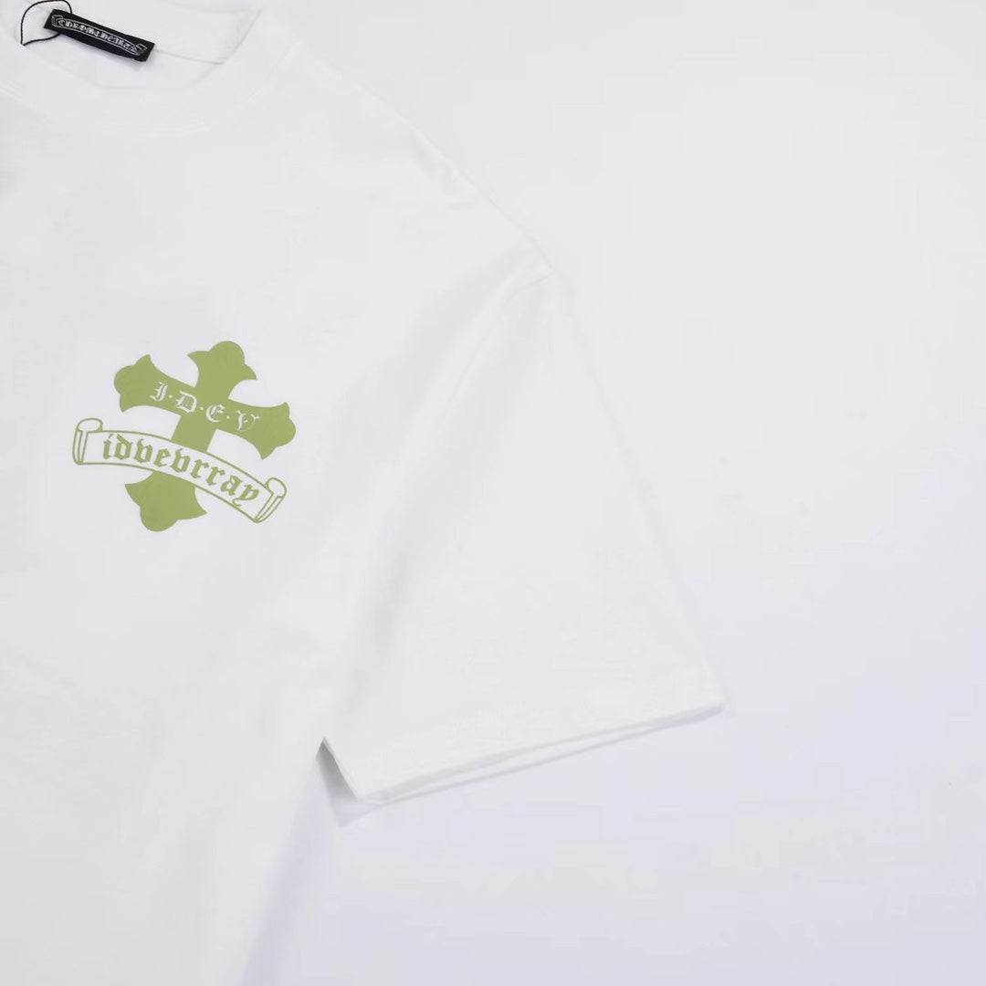 T-shirt blanc à logo Croix d'or Chrome Hearts