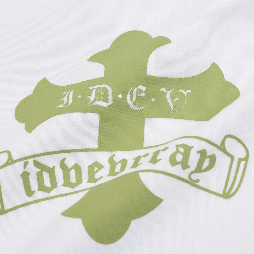 T-shirt blanc à logo Croix d'or Chrome Hearts