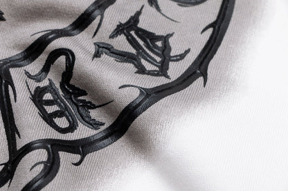 Sweat-shirt blanc avec logo fer à cheval et cœurs chromés