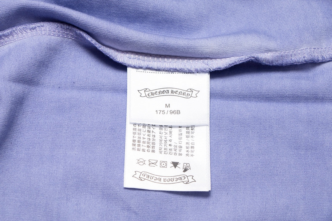 T-shirt bleu clair délavé avec logo fer à cheval Chrome Hearts