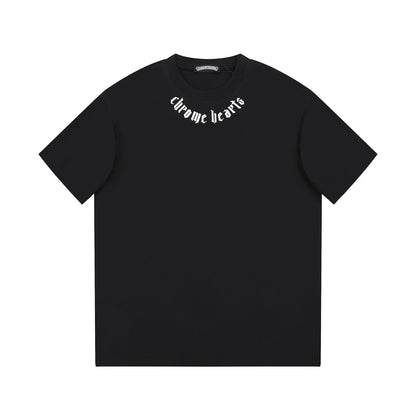 T-shirt noir à col avec logo Chrome Hearts