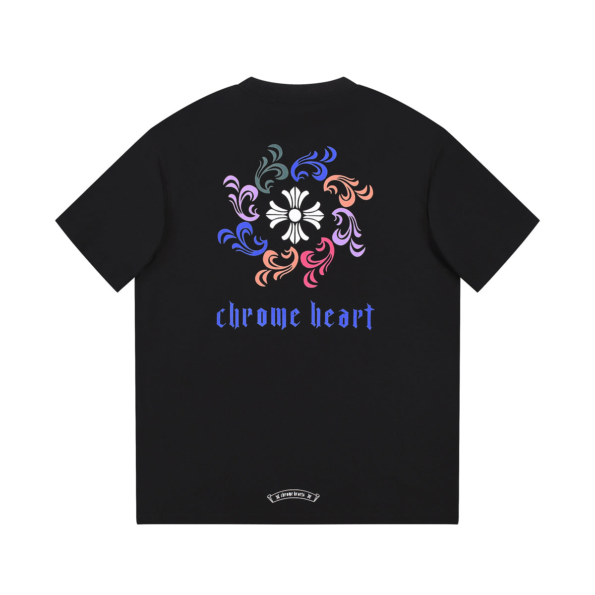 T-shirt noir à col avec logo Chrome Hearts