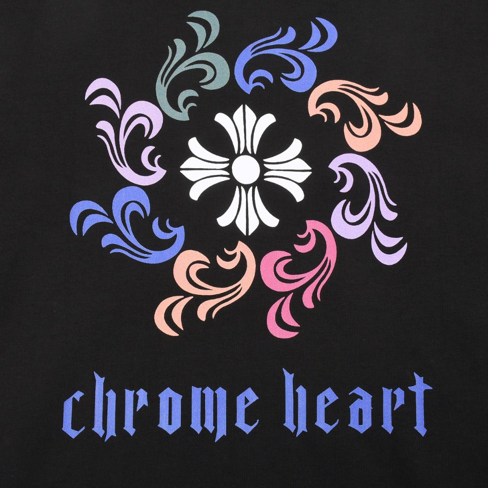 T-shirt noir à col avec logo Chrome Hearts