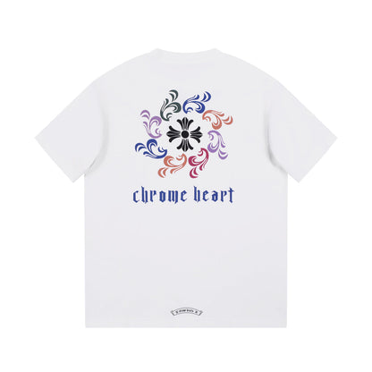 T-shirt blanc à col avec logo Chrome Hearts