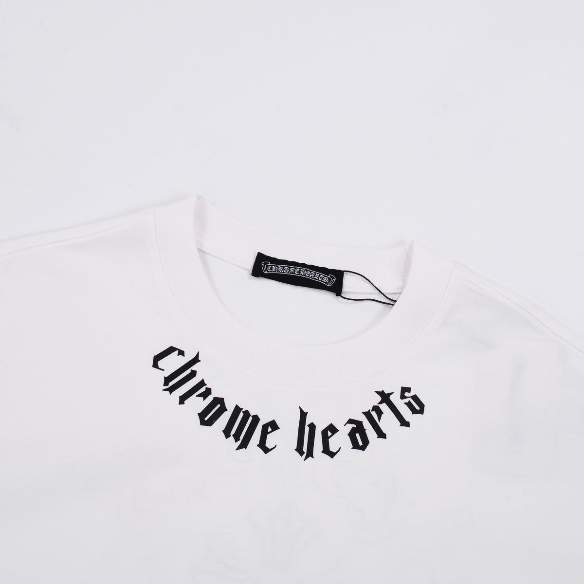 T-shirt blanc à col avec logo Chrome Hearts