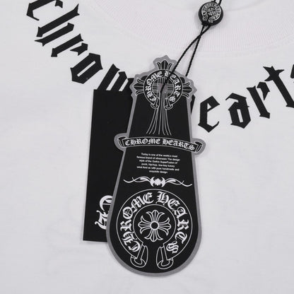 T-shirt blanc à col avec logo Chrome Hearts