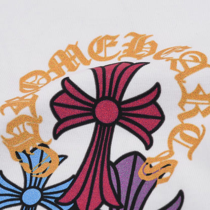 T-shirt blanc avec logo de fer à cheval multicolore Chrome Hearts