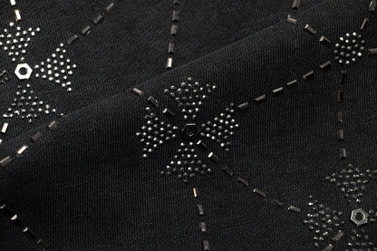 Sweat-shirt à motifs de cœurs chromés et strass, noir délavé