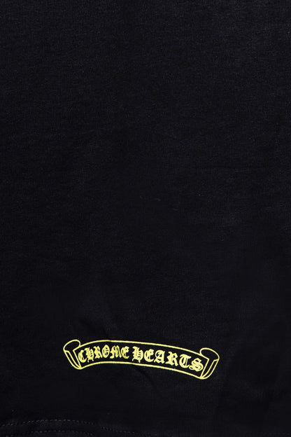 CHEMISE NOIRE À MANCHES LONGUES AVEC COL JAUNE ET CŒURS CHROMÉS