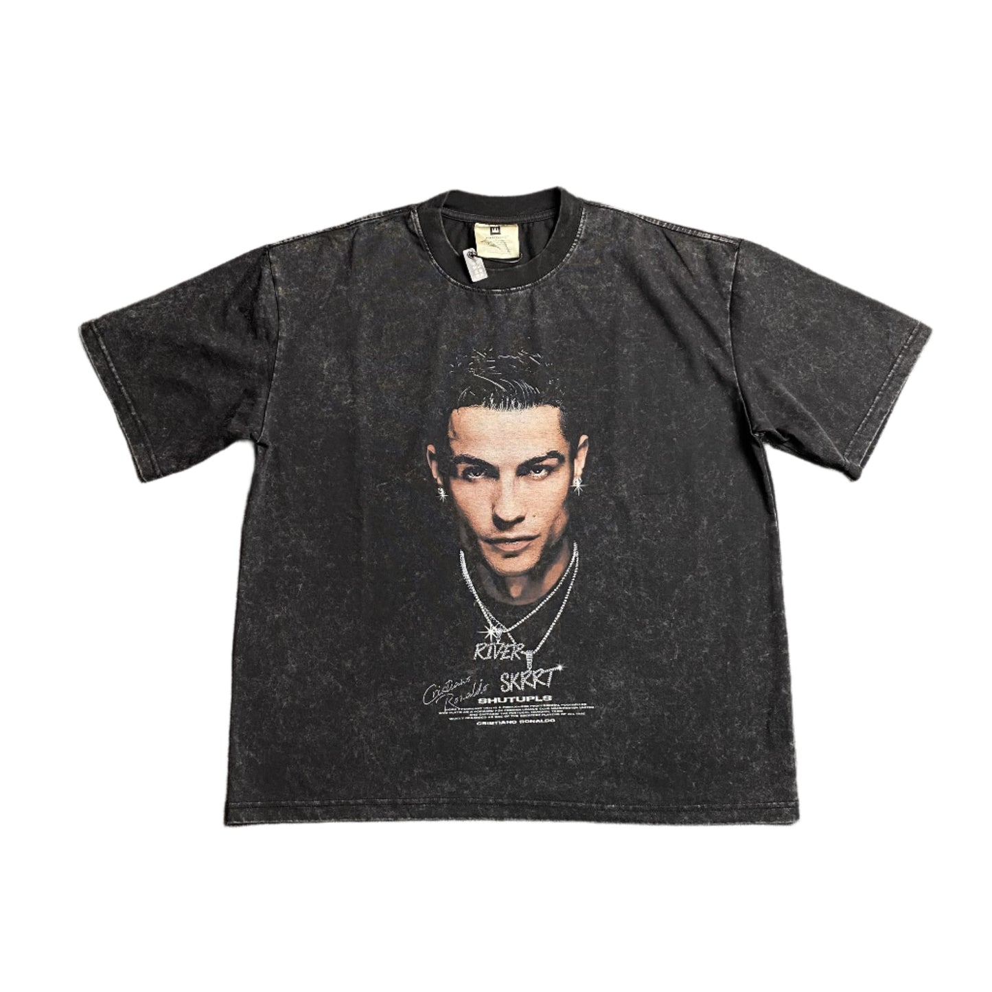 T-shirt graphique vintage CR7 gris foncé