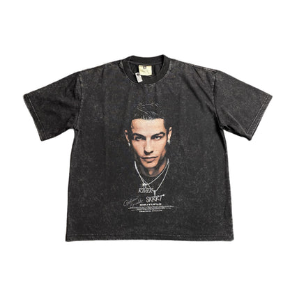 T-shirt graphique vintage CR7 gris foncé