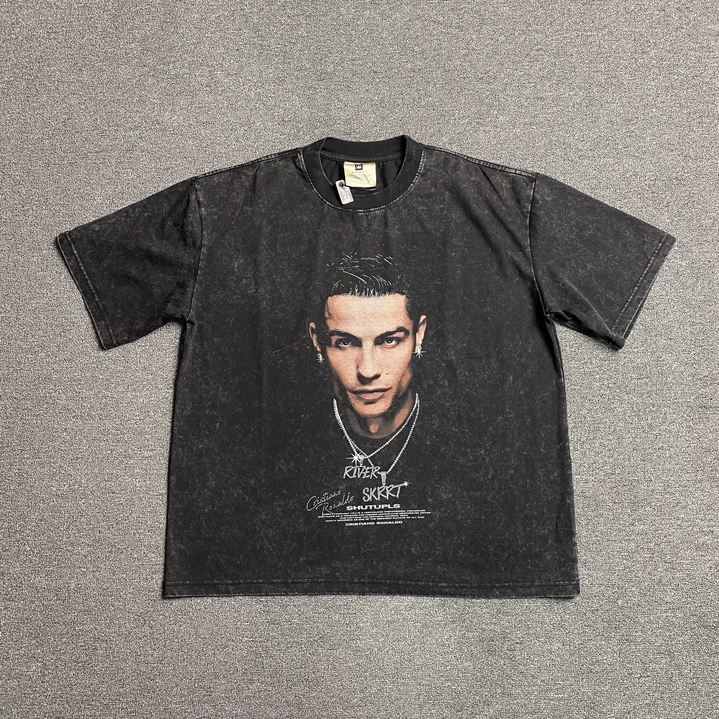 T-shirt graphique vintage CR7 gris foncé