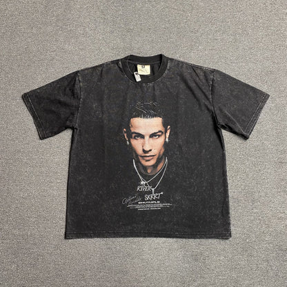 T-shirt graphique vintage CR7 gris foncé