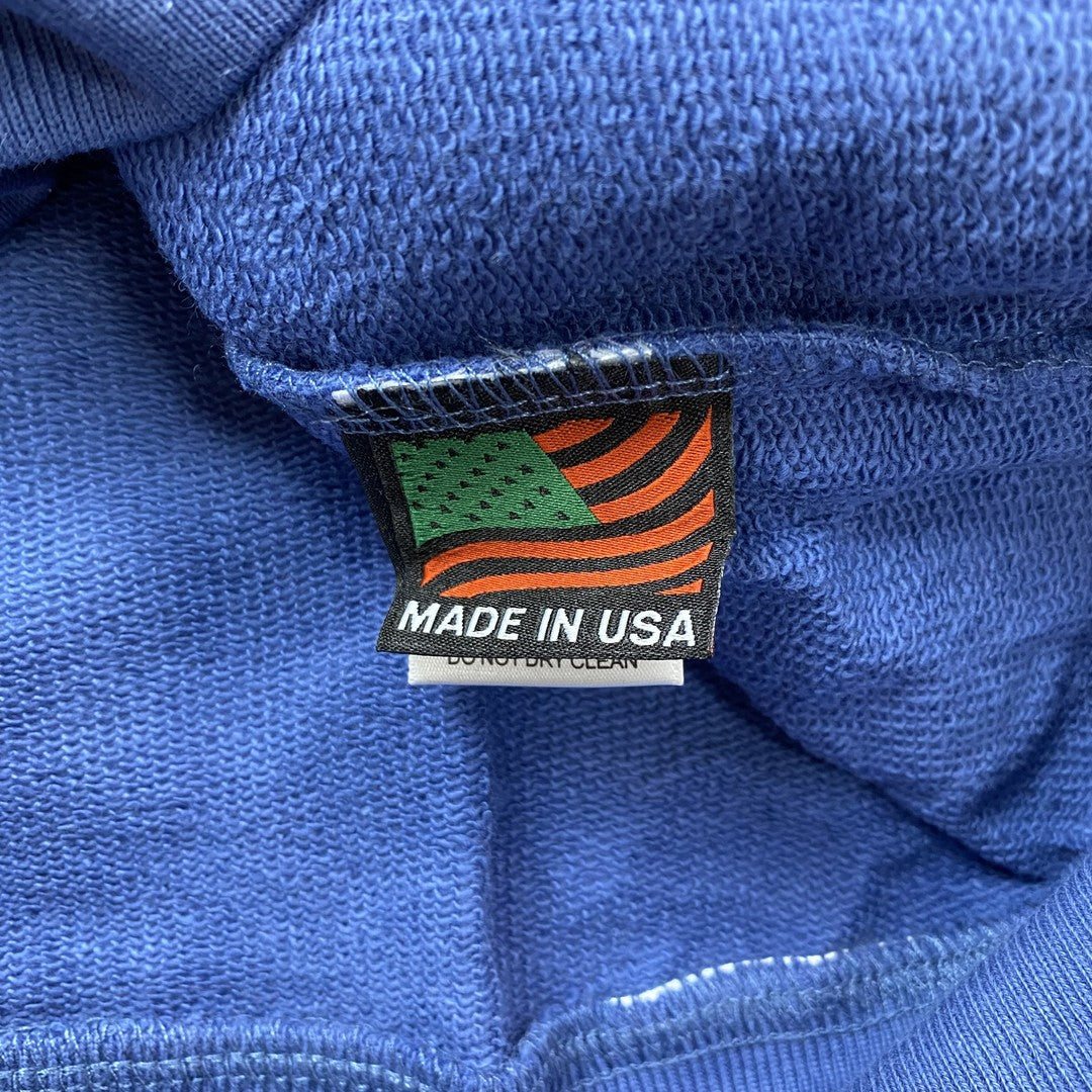 Sweat à capuche bleu en coton avec motif de déchirures de denim