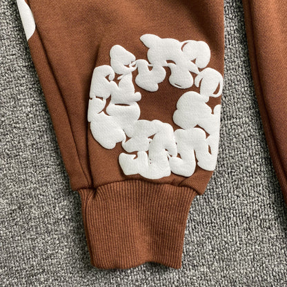 SWEAT À CAPUCHE MARRON EN COTON ET LÉGÈRES DE DENIM