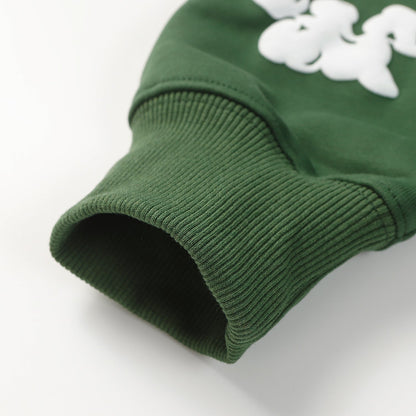 SWEAT À CAPUCHE EN COTON À MOTIFS DE DENIM TEARS, VERT FONCÉ