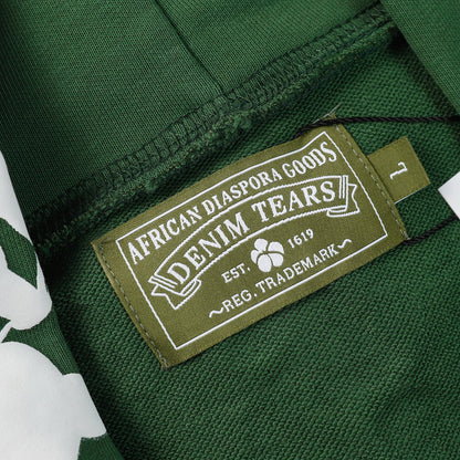 SWEAT À CAPUCHE EN COTON À MOTIFS DE DENIM TEARS, VERT FONCÉ