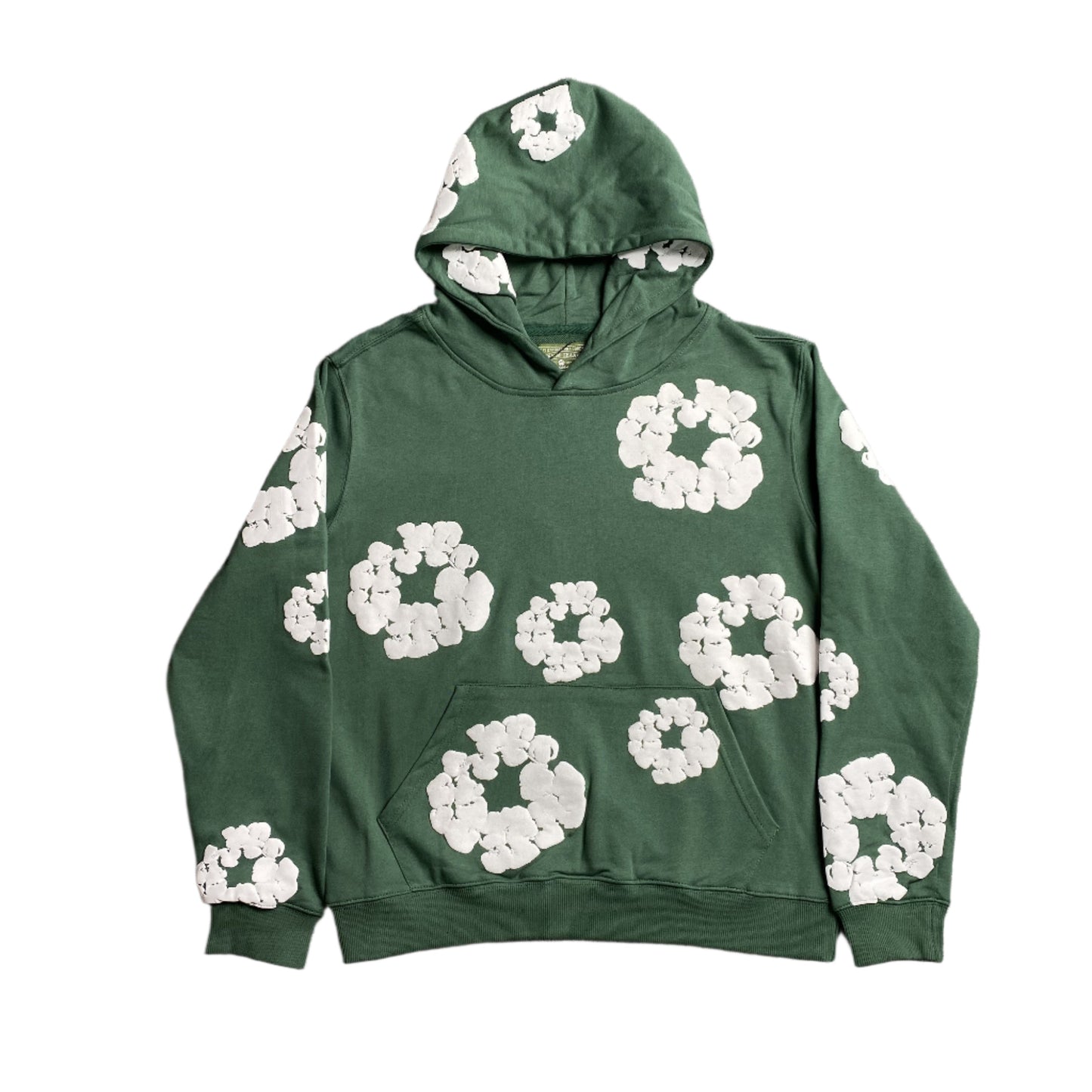 SWEAT À CAPUCHE VERT EN COTON AVEC COURONNE DE DENIM TEARS