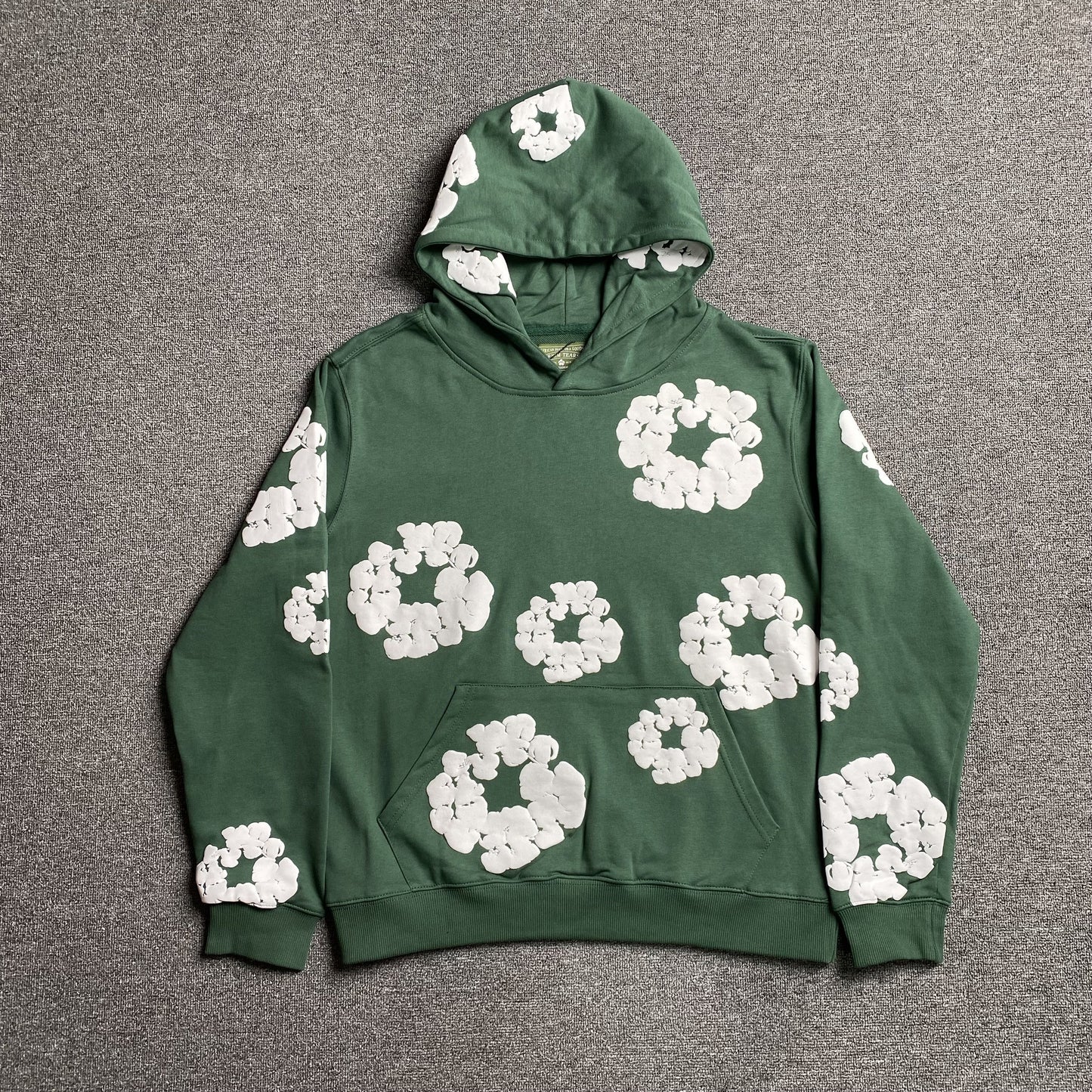 SWEAT À CAPUCHE VERT EN COTON AVEC COURONNE DE DENIM TEARS