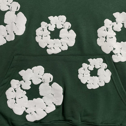 SWEAT À CAPUCHE VERT EN COTON AVEC COURONNE DE DENIM TEARS