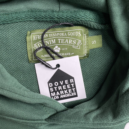 SWEAT À CAPUCHE VERT EN COTON AVEC COURONNE DE DENIM TEARS