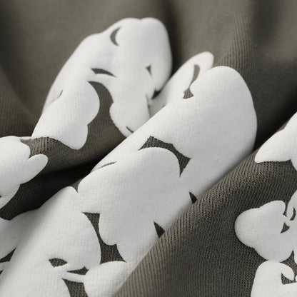 Sweat à capuche en coton avec couronne de larmes en denim, couleur olive