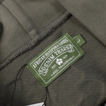 Sweat à capuche en coton avec couronne de larmes en denim, couleur olive