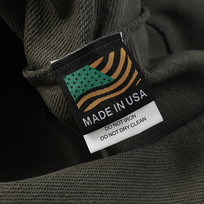 Sweat à capuche en coton avec couronne de larmes en denim, couleur olive