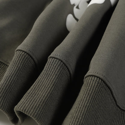 Sweat à capuche en coton avec couronne de larmes en denim, couleur olive