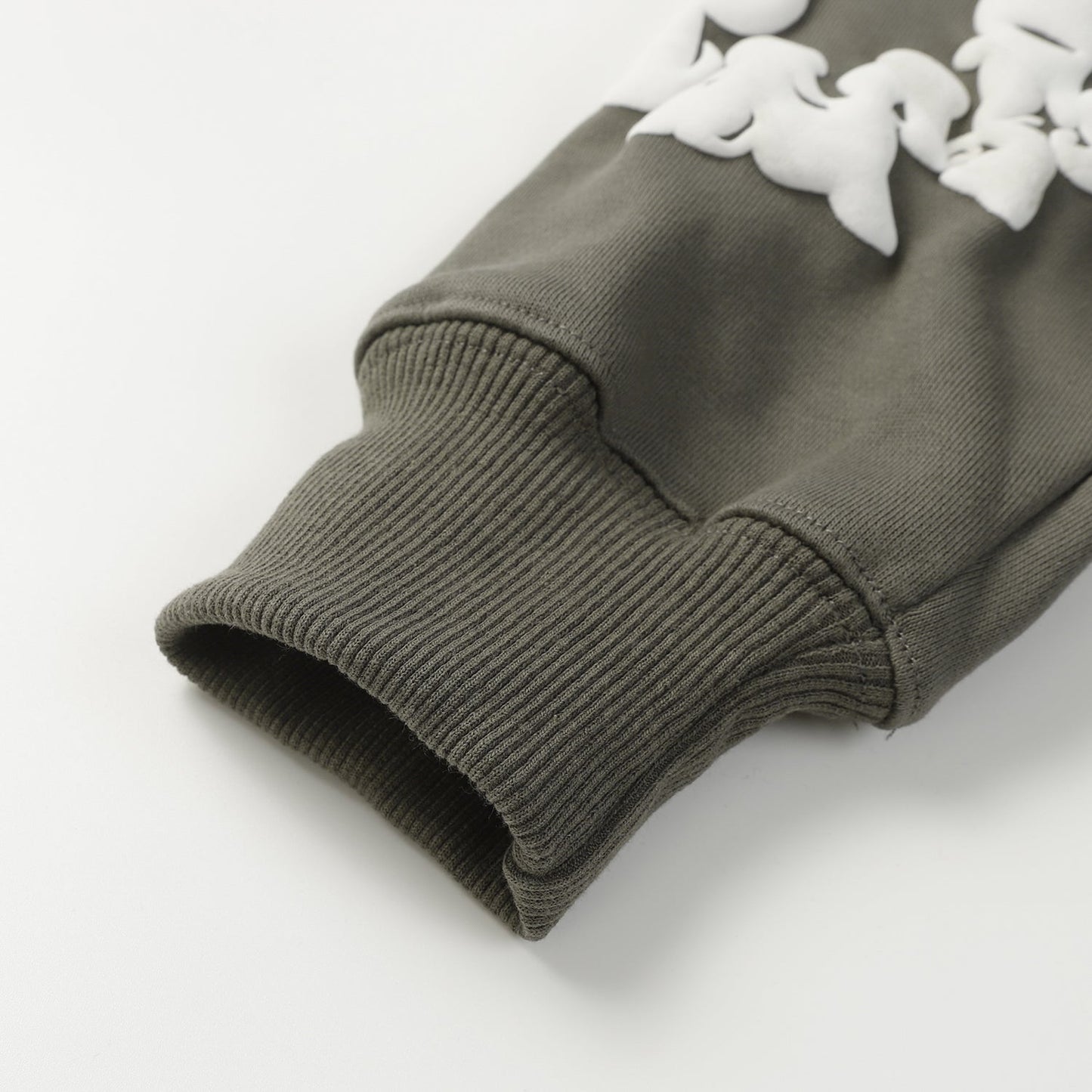 Sweat à capuche en coton avec couronne de larmes en denim, couleur olive