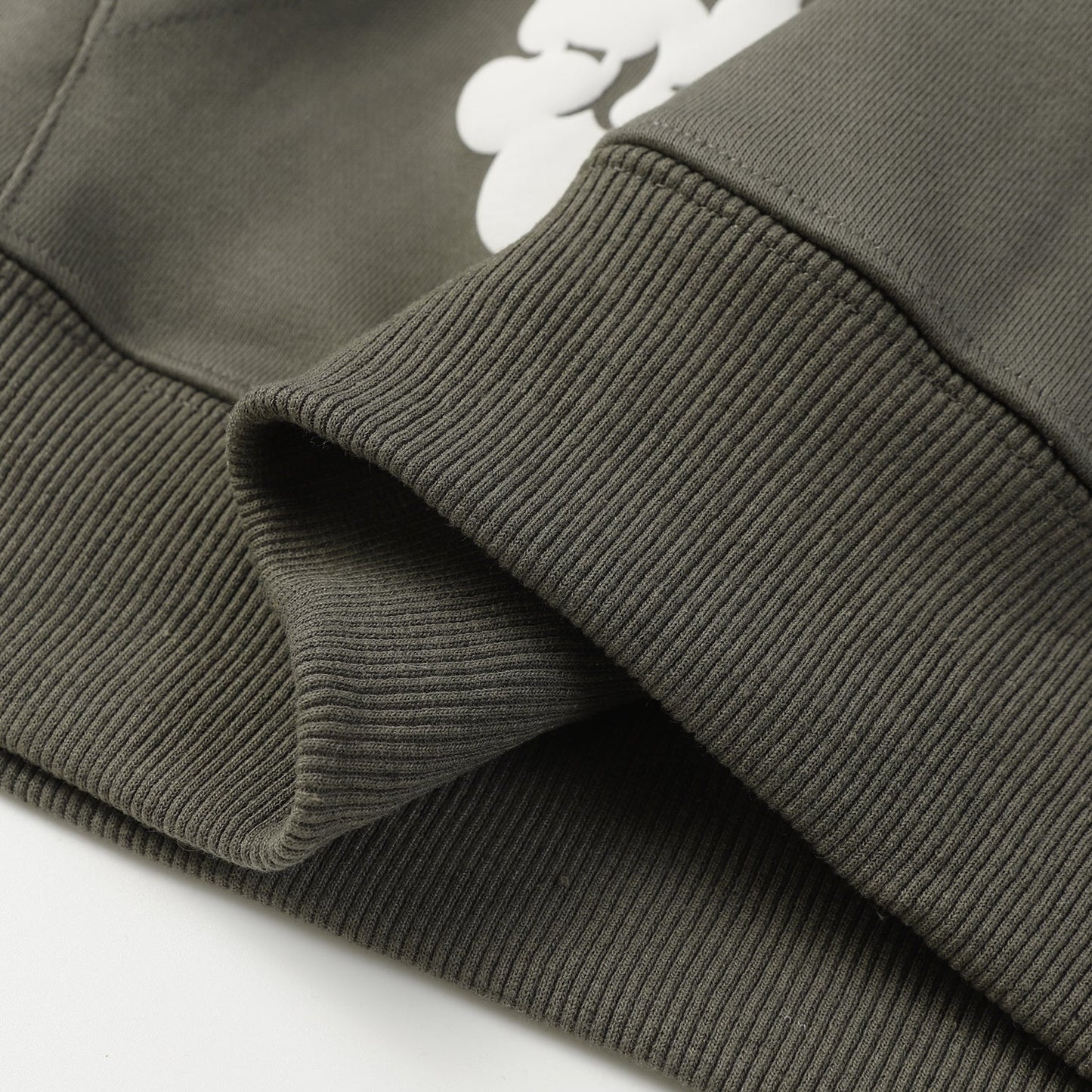 Sweat à capuche en coton avec couronne de larmes en denim, couleur olive