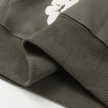 Sweat à capuche en coton avec couronne de larmes en denim, couleur olive