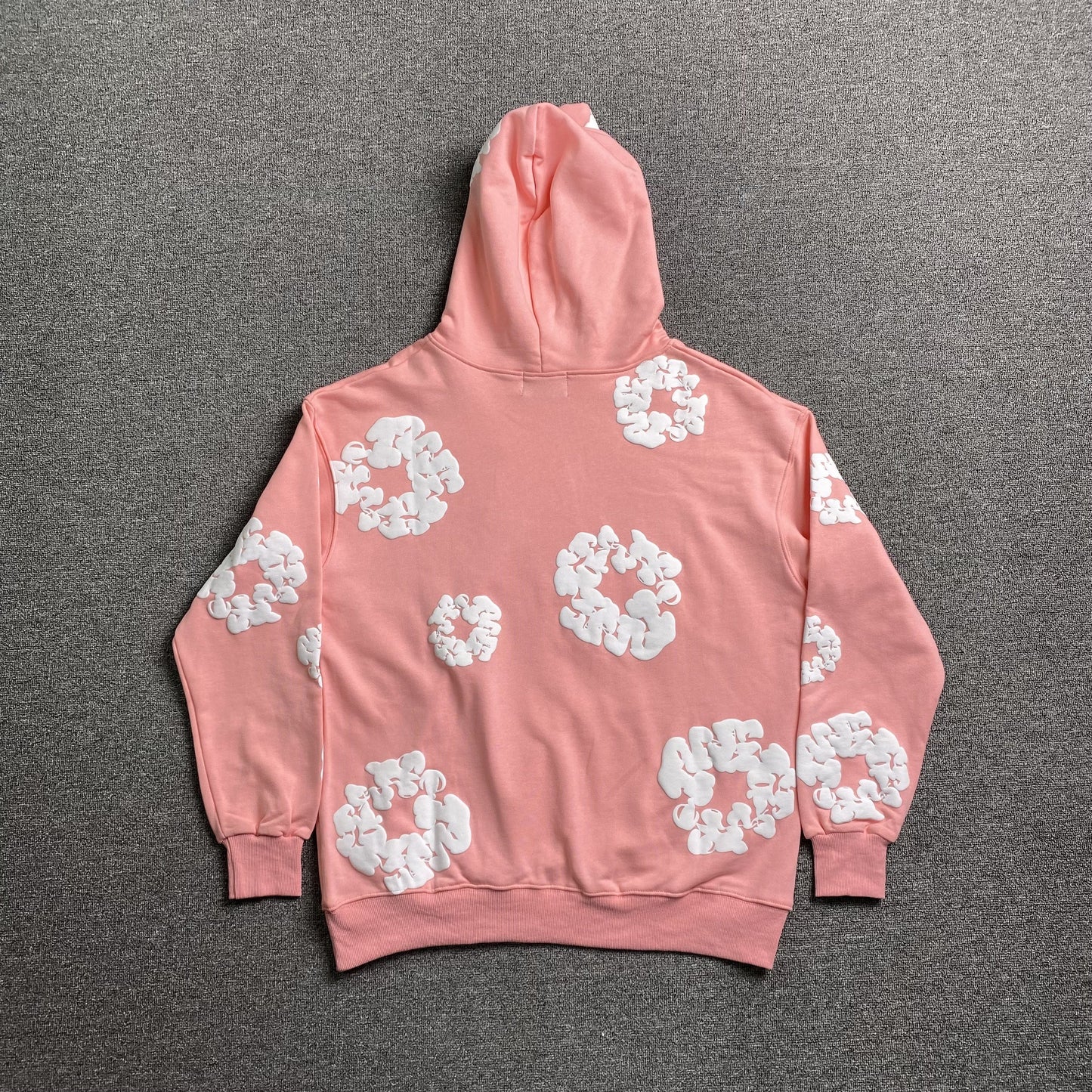 Sweat à capuche en coton avec couronne de fleurs en denim, couleur pêche