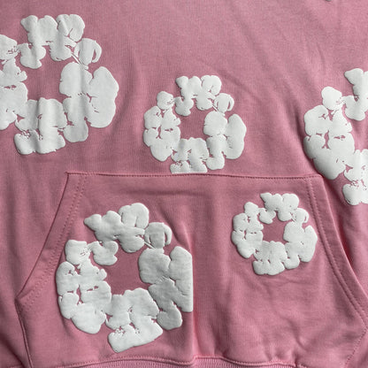 SWEAT À CAPUCHE ROSE EN COTON ET COURONNE DE DENIM TEARS
