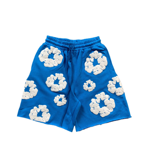 Short en coton déchiré bleu azur