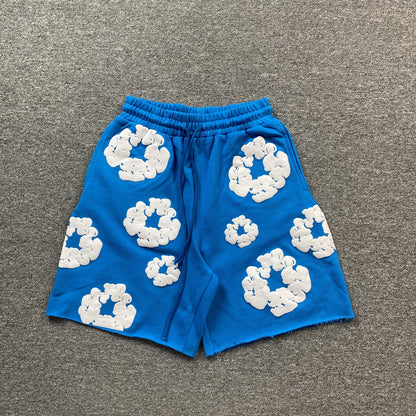 Short en coton déchiré bleu azur