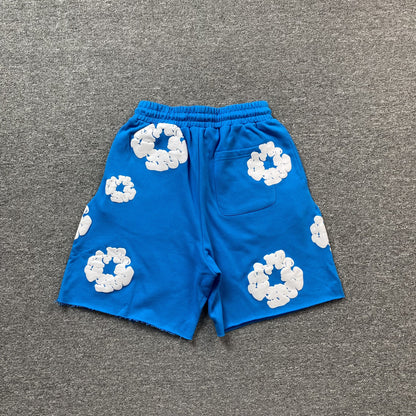 Short en coton déchiré bleu azur