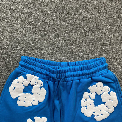 Short en coton déchiré bleu azur