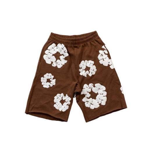 Short marron en coton déchiré et couronne