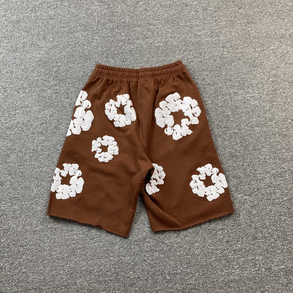Short marron en coton déchiré et couronne