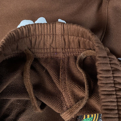 Short marron en coton déchiré et couronne