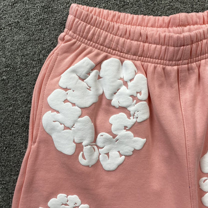 Short en coton à motif de déchirures de denim, couleur pêche