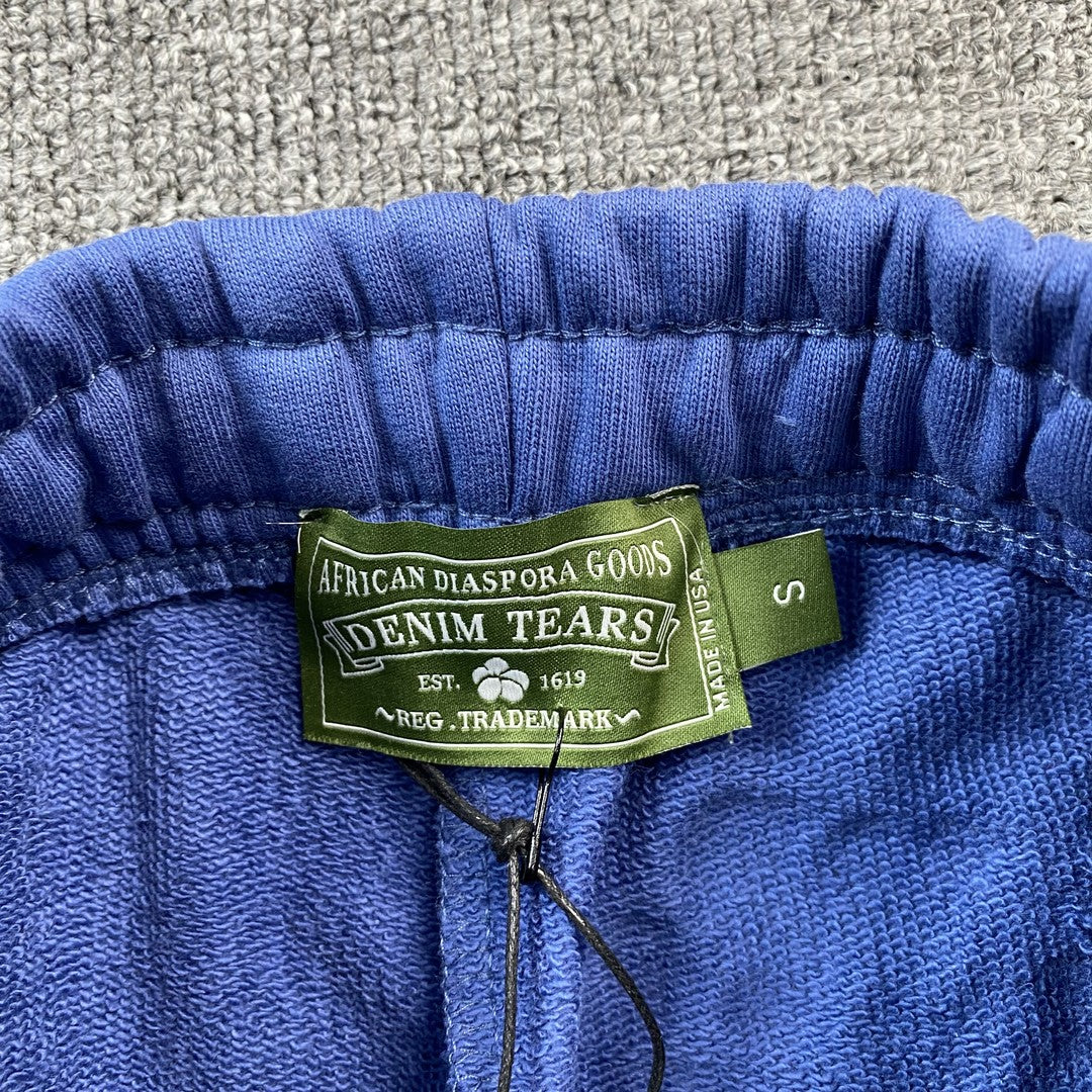 PANTALON DE SURVÊTEMENT EN DENIM TEARS, COURONNE DE COTON, BLEU