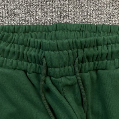 PANTALON DE SURVÊTEMENT EN COTON À MOTIFS DÉCHIRÉS VERT FONCÉ
