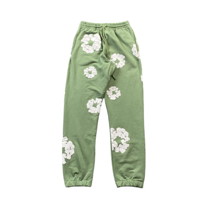 PANTALON DE SURVÊTEMENT EN COTON À MOTIFS DE DENIM ET COURONNE, VERT CLAIR