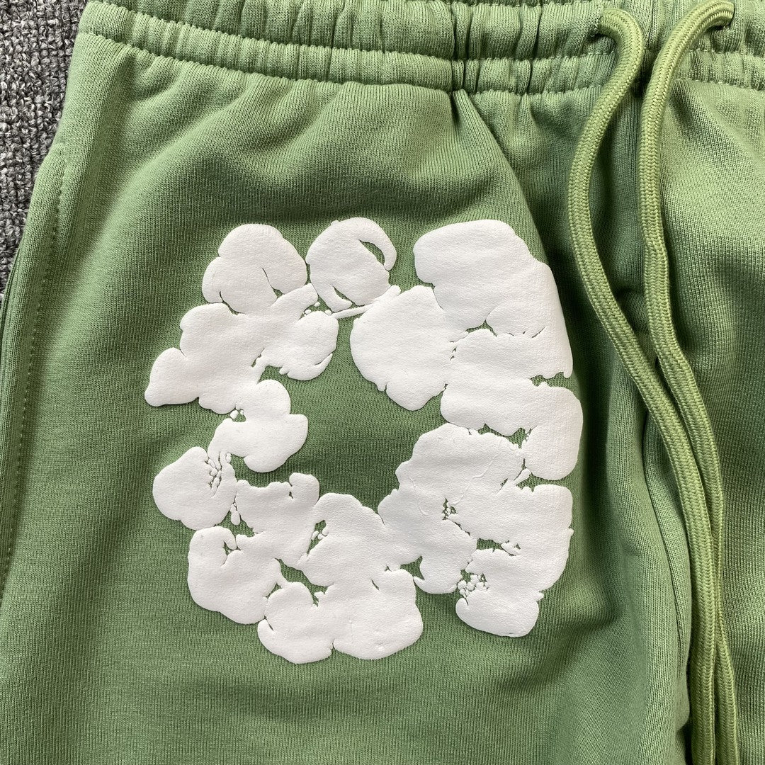 PANTALON DE SURVÊTEMENT EN COTON À MOTIFS DE DENIM ET COURONNE, VERT CLAIR