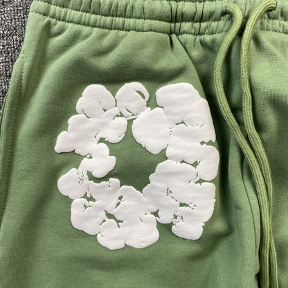 PANTALON DE SURVÊTEMENT EN COTON À MOTIFS DE DENIM ET COURONNE, VERT CLAIR