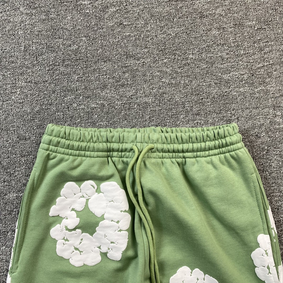 PANTALON DE SURVÊTEMENT EN COTON À MOTIFS DE DENIM ET COURONNE, VERT CLAIR
