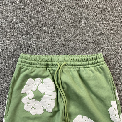PANTALON DE SURVÊTEMENT EN COTON À MOTIFS DE DENIM ET COURONNE, VERT CLAIR